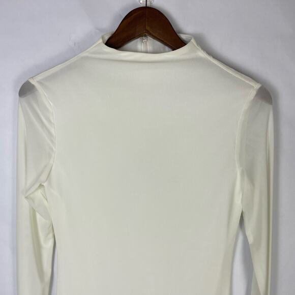 Tiger Mist | Cleo White Mesh Long Sleeves Bodycon Fitted Mini Dress - Picture 4 of 11